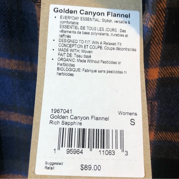 NWT PrAna Golden Canyon Blue/Burnt Orange/Black Snap Flannel Rich Sapphire - Picture 7 of 13